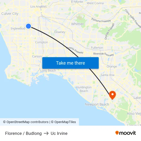 Florence / Budlong to Uc Irvine map