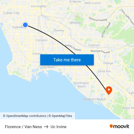 Florence / Van Ness to Uc Irvine map