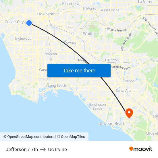 Jefferson / 7th to Uc Irvine map