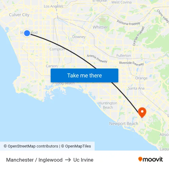 Manchester / Inglewood to Uc Irvine map