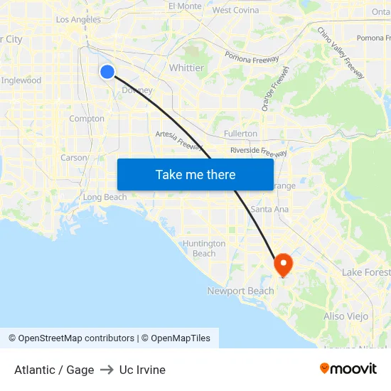 Atlantic / Gage to Uc Irvine map