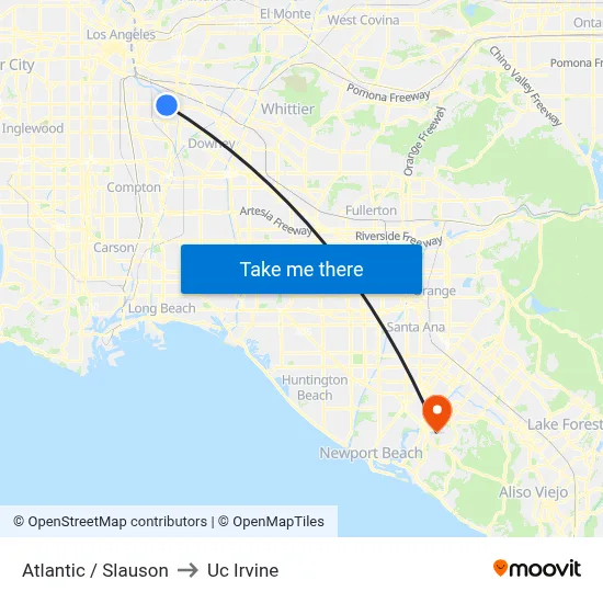 Atlantic / Slauson to Uc Irvine map