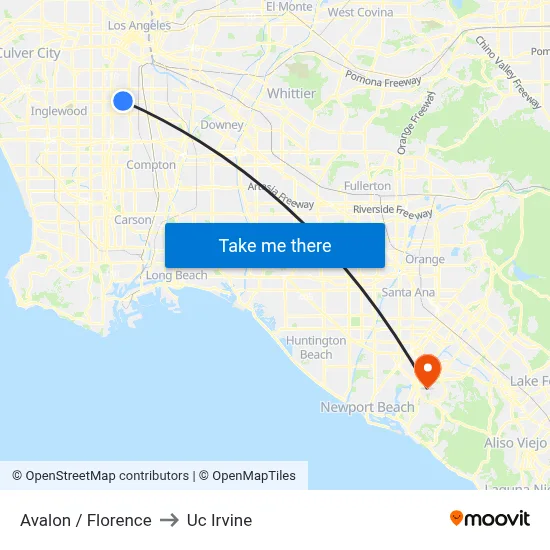 Avalon / Florence to Uc Irvine map