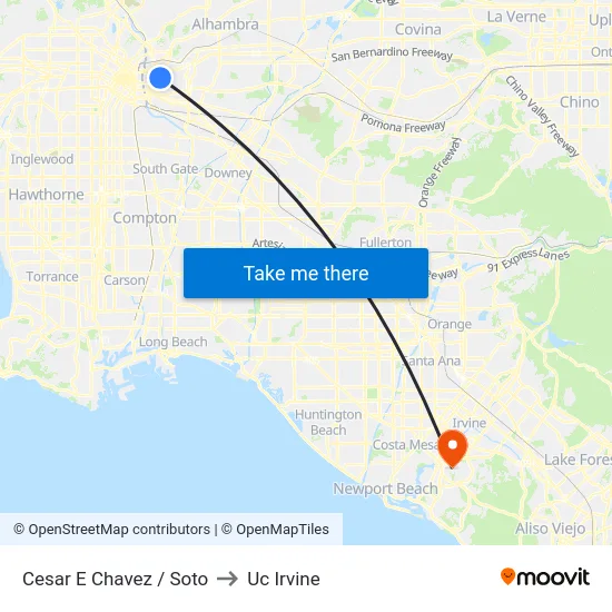 Cesar E Chavez / Soto to Uc Irvine map