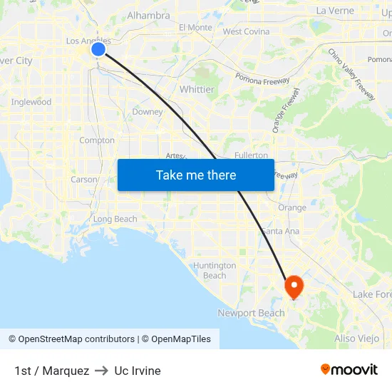1st / Marquez to Uc Irvine map