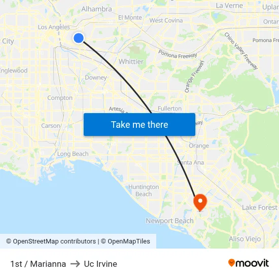 1st / Marianna to Uc Irvine map