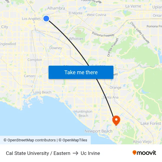 Cal State University / Eastern to Uc Irvine map