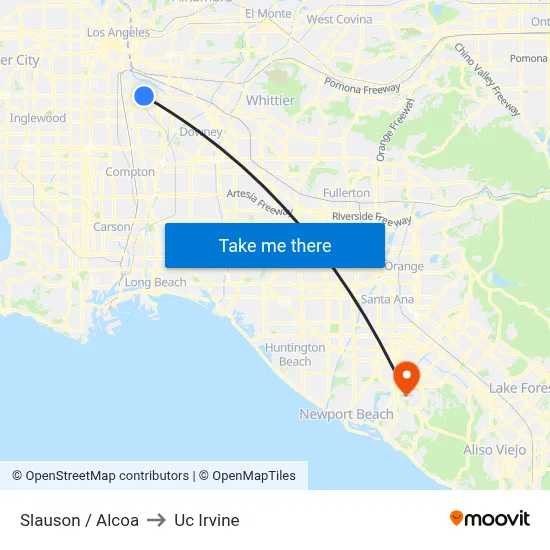 Slauson / Alcoa to Uc Irvine map