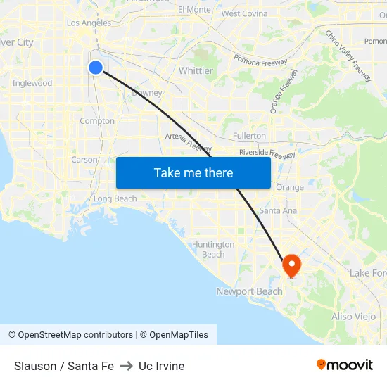 Slauson / Santa Fe to Uc Irvine map