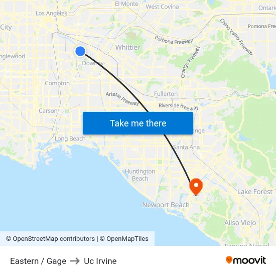 Eastern / Gage to Uc Irvine map