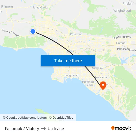Fallbrook / Victory to Uc Irvine map