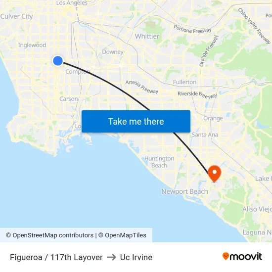 Figueroa / 117th Layover to Uc Irvine map