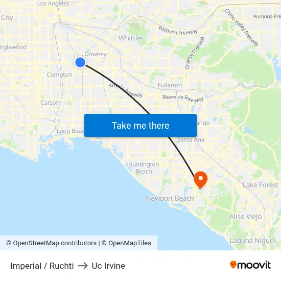 Imperial / Ruchti to Uc Irvine map