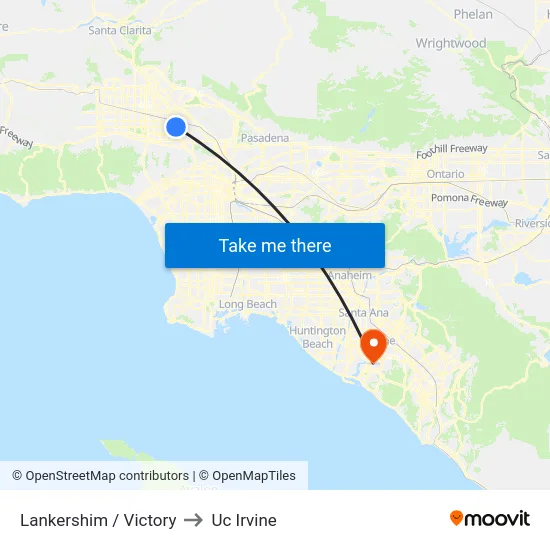 Lankershim / Victory to Uc Irvine map