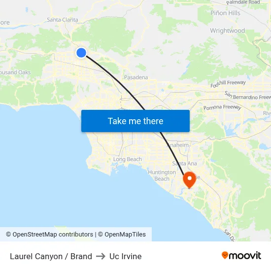 Laurel Canyon / Brand to Uc Irvine map