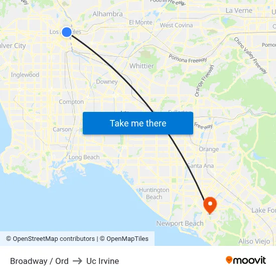 Broadway / Ord to Uc Irvine map