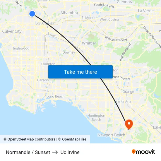 Normandie / Sunset to Uc Irvine map