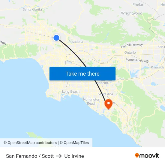 San Fernando / Scott to Uc Irvine map
