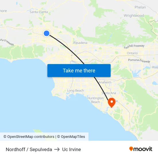 Nordhoff / Sepulveda to Uc Irvine map