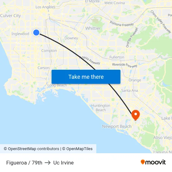 Figueroa / 79th to Uc Irvine map