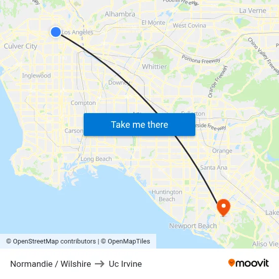 Normandie / Wilshire to Uc Irvine map