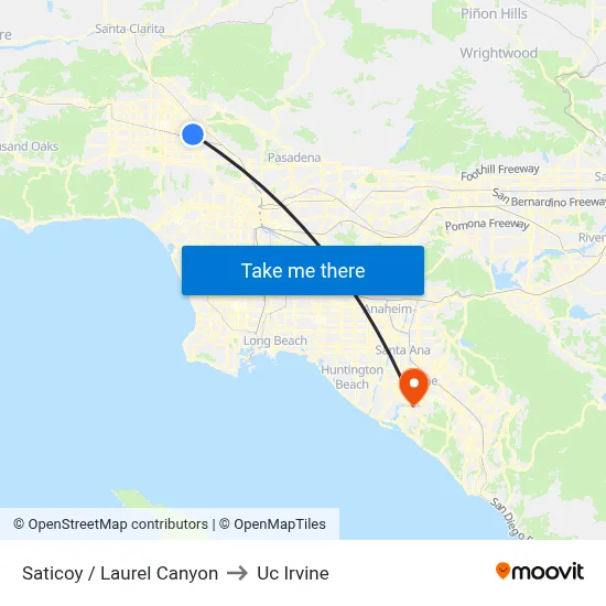 Saticoy / Laurel Canyon to Uc Irvine map