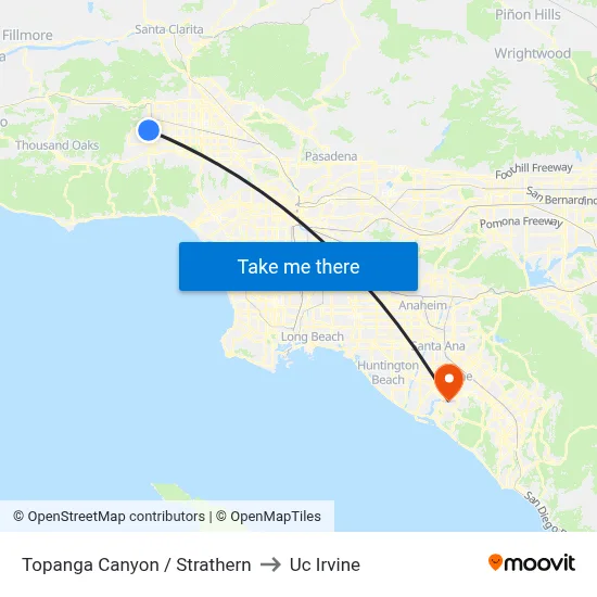 Topanga Canyon / Strathern to Uc Irvine map