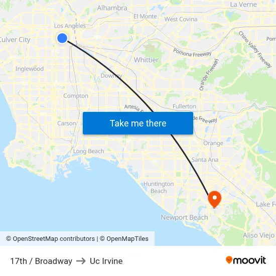 17th / Broadway to Uc Irvine map