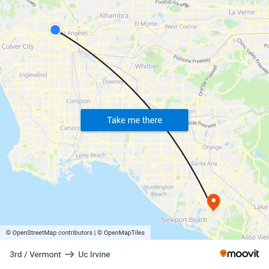 3rd / Vermont to Uc Irvine map