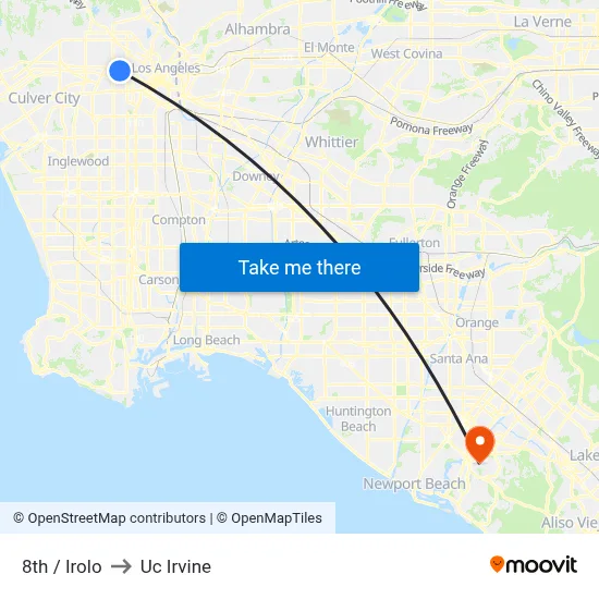 8th / Irolo to Uc Irvine map
