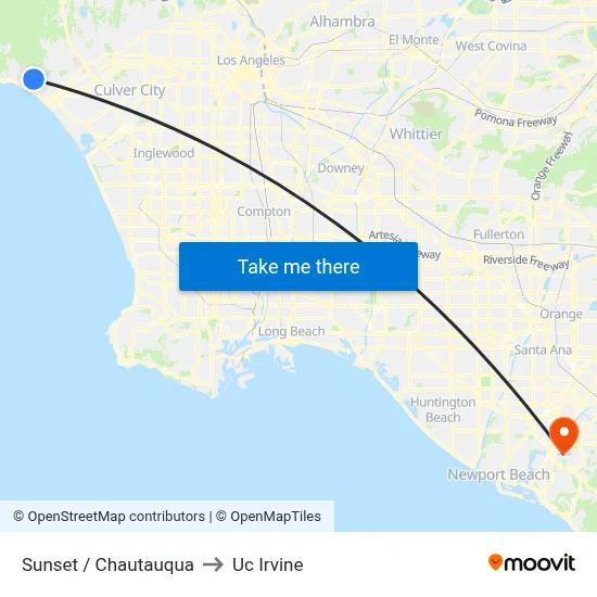 Sunset / Chautauqua to Uc Irvine map