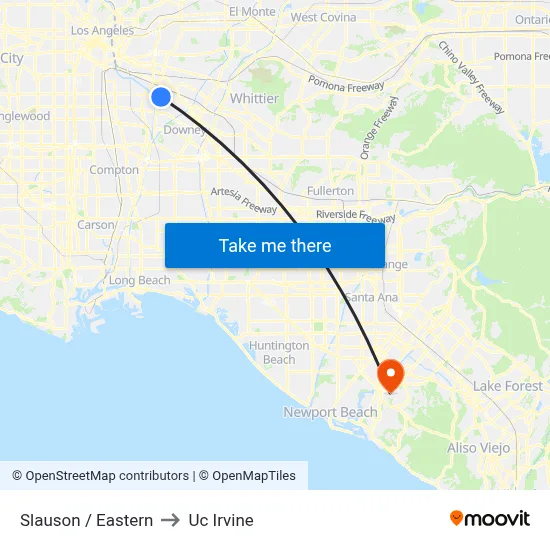 Slauson / Eastern to Uc Irvine map