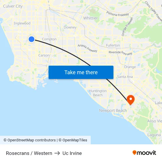 Rosecrans / Western to Uc Irvine map
