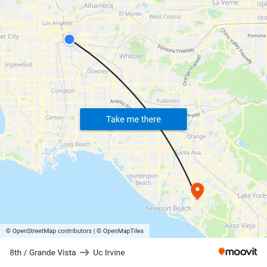 8th / Grande Vista to Uc Irvine map