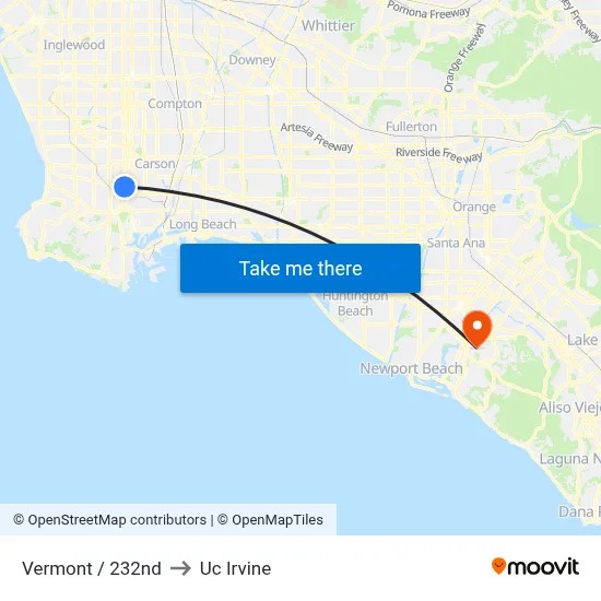 Vermont / 232nd to Uc Irvine map