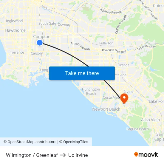 Wilmington / Greenleaf to Uc Irvine map