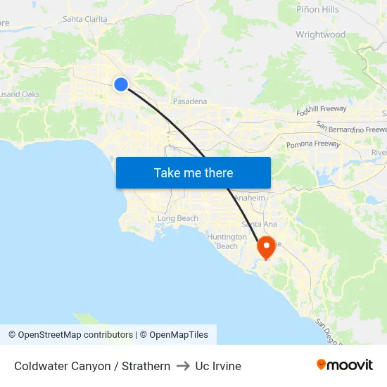 Coldwater Canyon / Strathern to Uc Irvine map
