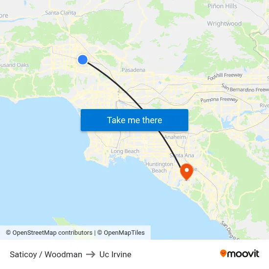 Saticoy / Woodman to Uc Irvine map