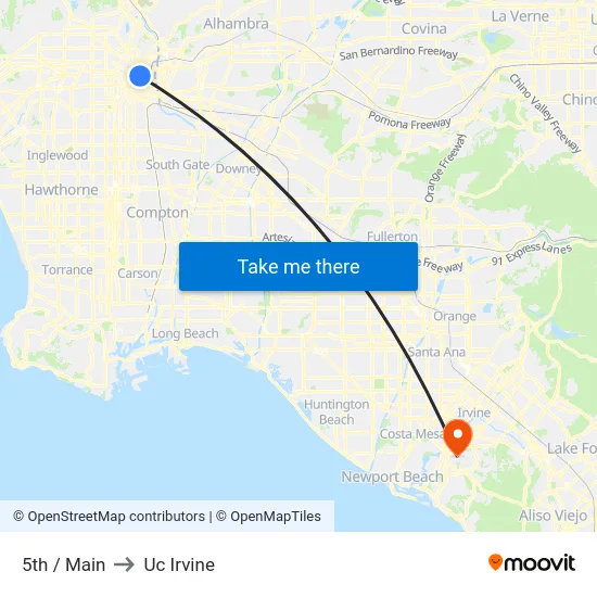 5th / Main to Uc Irvine map
