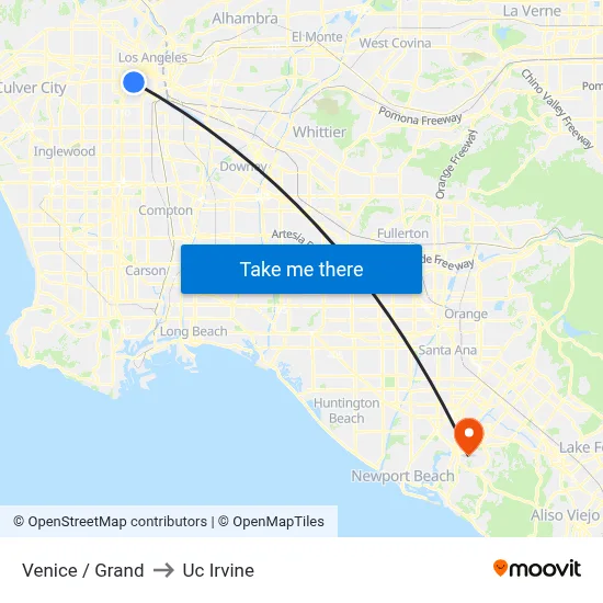 Venice / Grand to Uc Irvine map