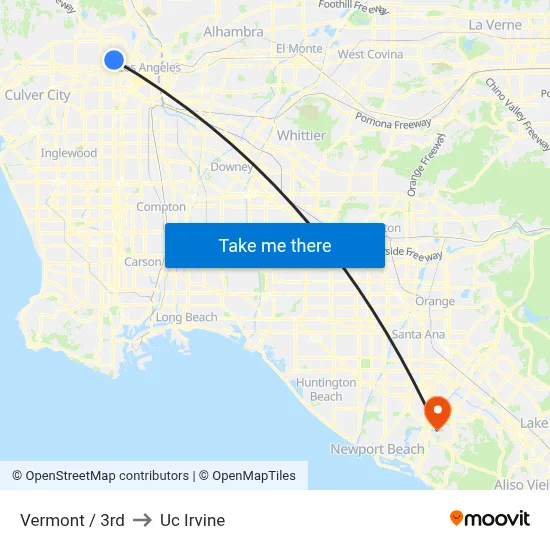 Vermont / 3rd to Uc Irvine map