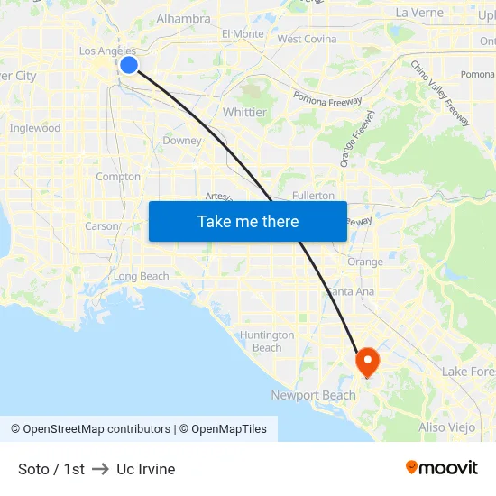 Soto / 1st to Uc Irvine map