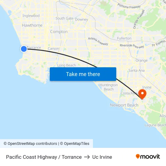 Pacific Coast Highway / Torrance to Uc Irvine map