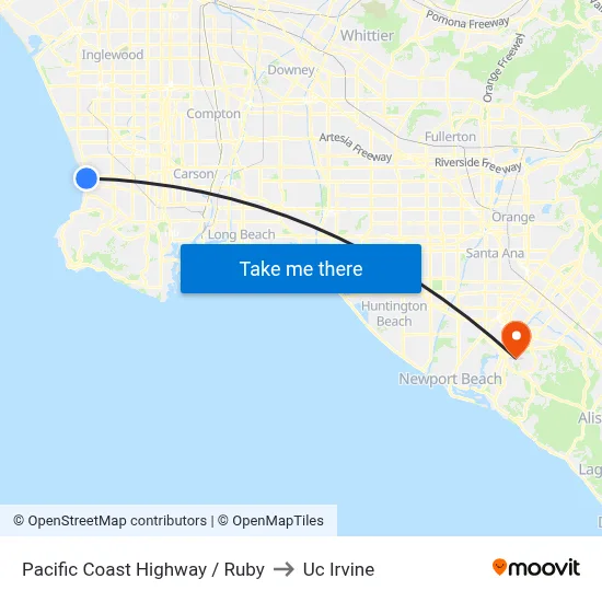 Pacific Coast Highway / Ruby to Uc Irvine map