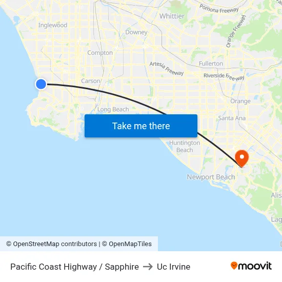 Pacific Coast Highway / Sapphire to Uc Irvine map
