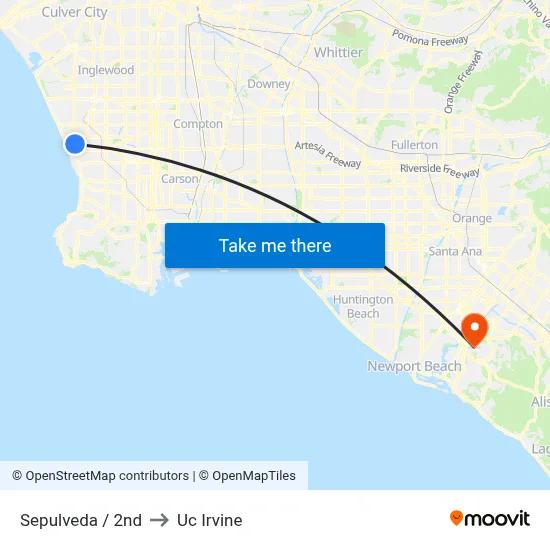 Sepulveda / 2nd to Uc Irvine map