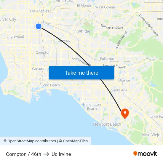 Compton / 46th to Uc Irvine map