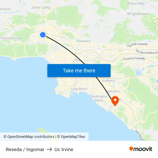 Reseda / Ingomar to Uc Irvine map