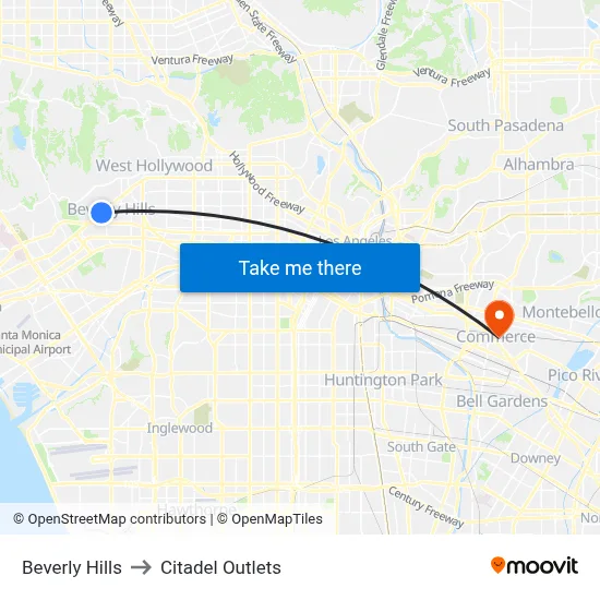 Beverly Hills to Citadel Outlets map