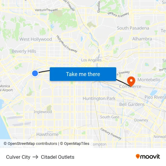 Culver City to Citadel Outlets map